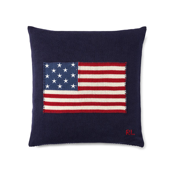 RL Flag Cotton Throw Pillow